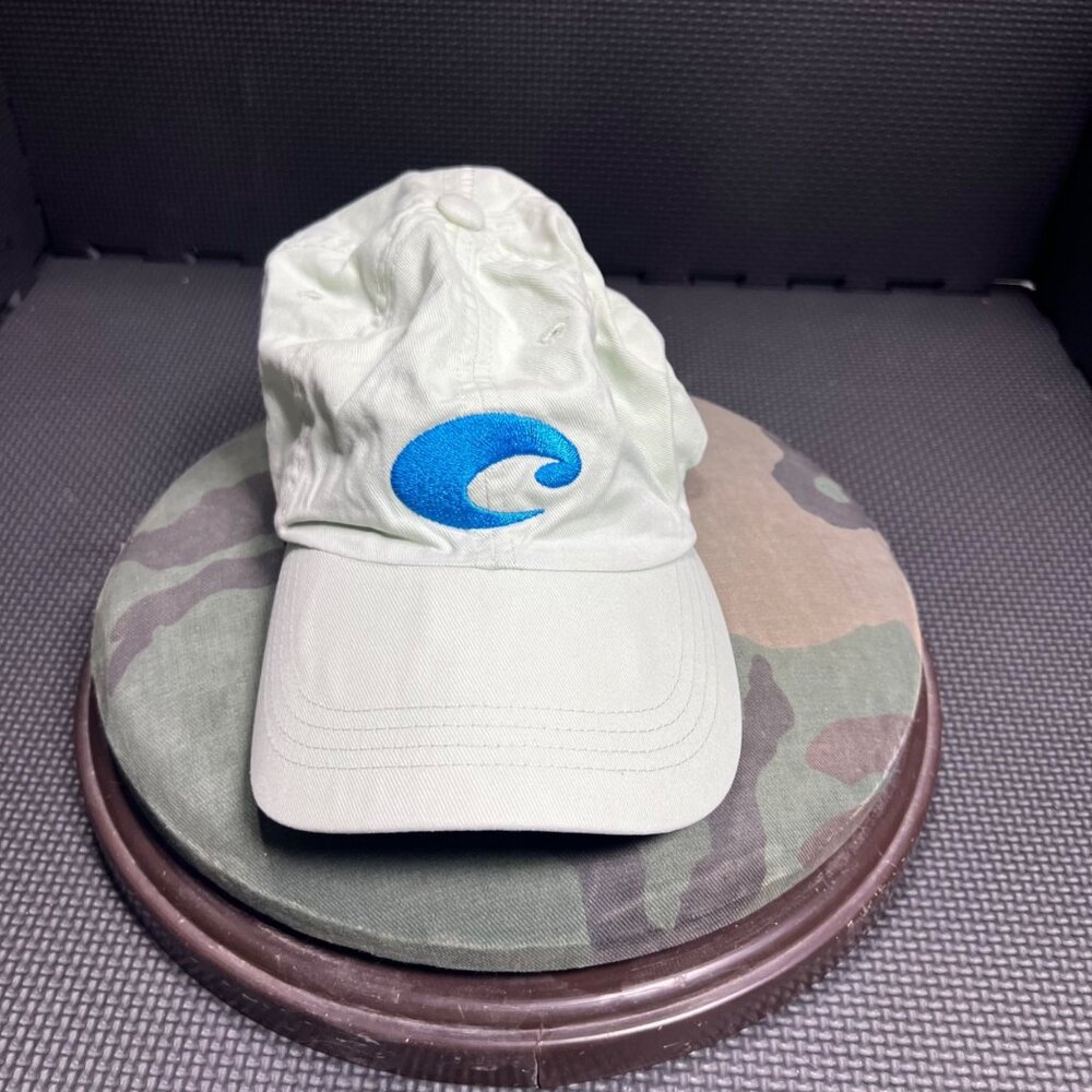 Costa Del Mar Adjustable Strapback Hat Light Green W/ Blue Wave Logo For Outdoor